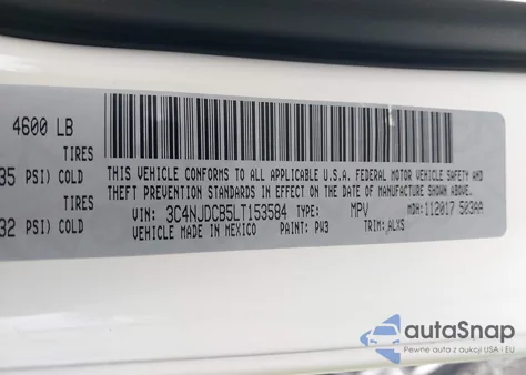 2020 Jeep Compass Limited 4X4 z USA, uszkodzony, nr VIN 3C4NJDCB5LT153584